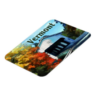 Ímã Outono colorido branco Vermont da ponte coberta