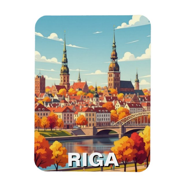 Ímã Outono em Riga Letônia Viagem (Vertical)