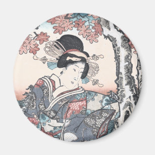 Imã Outono japonês Ukiyo-e Momijigari nenhum himegimi