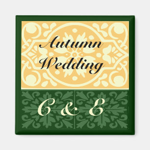 Imã Outono que Wedding o ímã verde do costume do monog