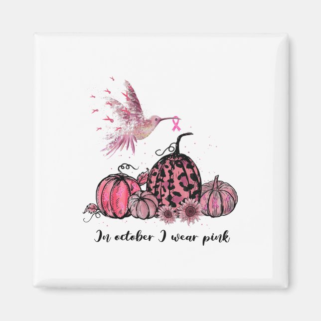 Imã Outubro Vestimos o Cancer de Mama Rosa de Hummingb (Frente)