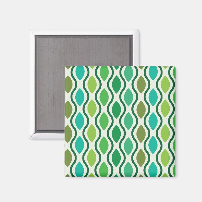 Imã Ovalos Geométricos Verde Azul Médio Século  (Front/Back)