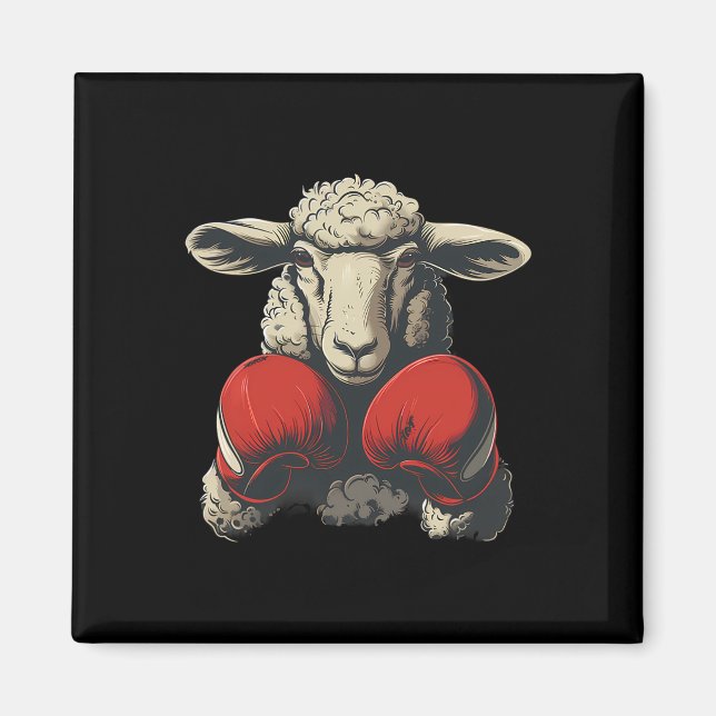 Imã Ovelha boxeando com luvas de boxe Kickboxing B div (Frente)