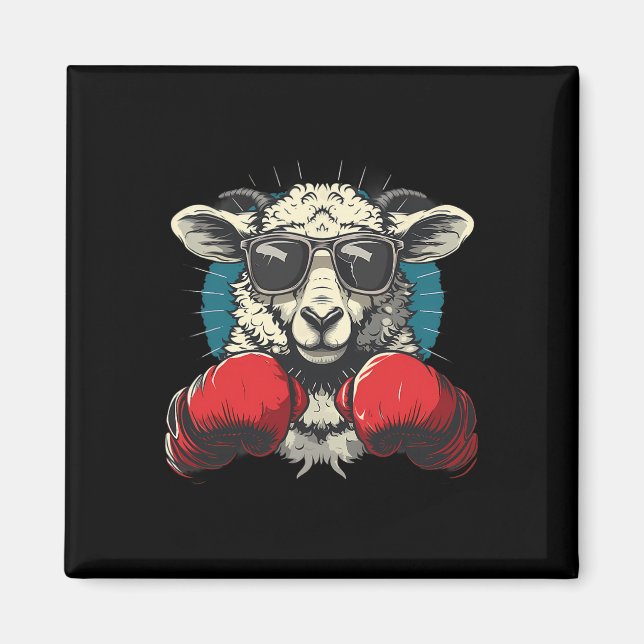 Imã Ovelha Boxer Com Luvas de Boxe Kickboxing Engraçad (Frente)