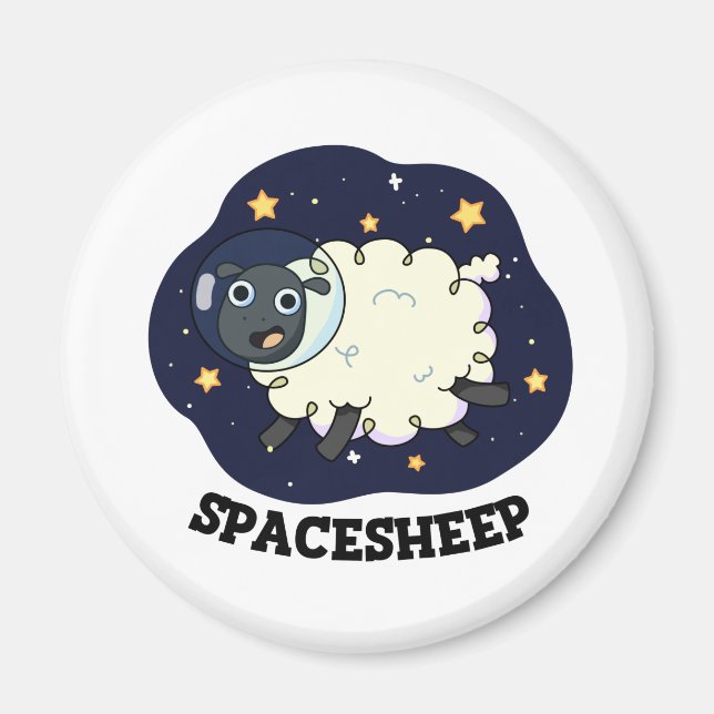 Imã Ovelha Espacial Astronauta Engraçado Ovelha Trocad (Frente)