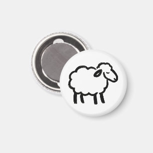 Imã Ovinos de Linha Preta - Design de Tinta Animal Coz
