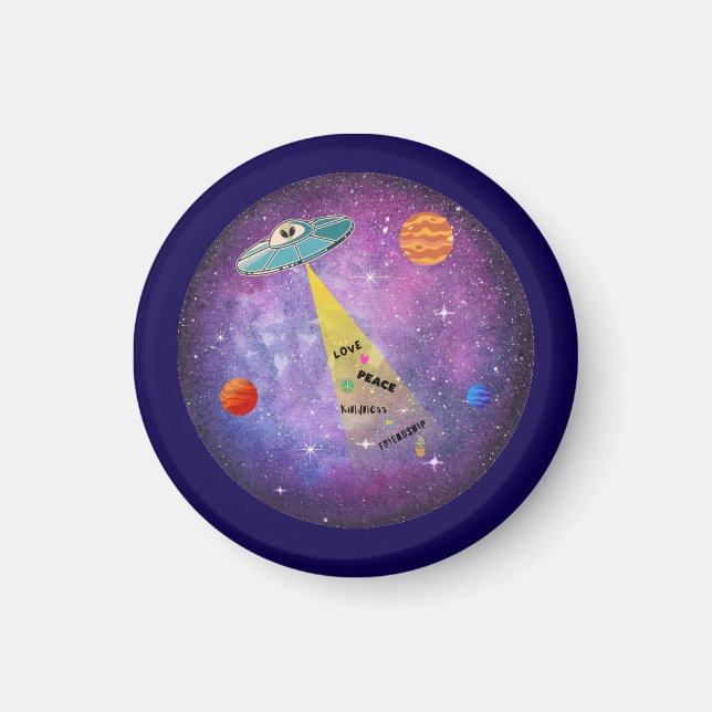 Imã OVNI Alienígena espaço espaçonave estelar pessoas (Frente)