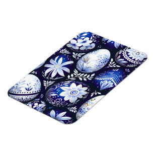 Ímã Ovo de Páscoa Azul Escandinavo Floral de Primavera