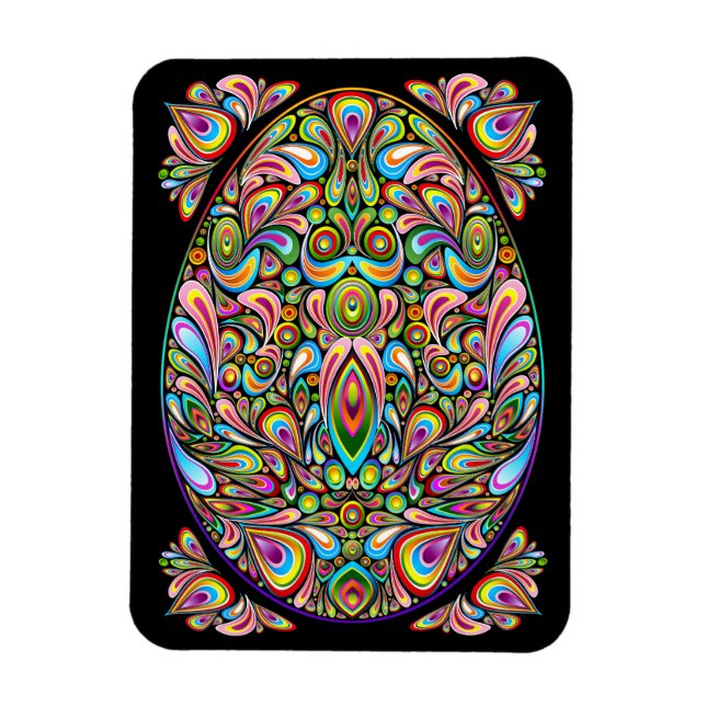 Ímã Ovo de Páscoa Design Psicodélico (Vertical)