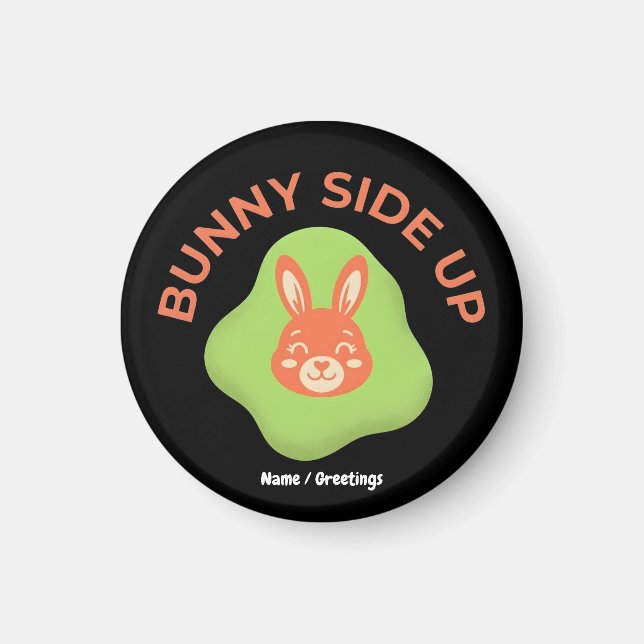 Imã Ovo de Páscoa Retro Bunny Side Up Design Gráfico (Frente)
