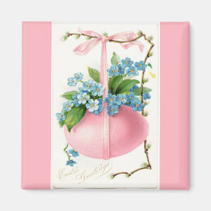 Imã Ovos de Páscoa e Flores Rosa