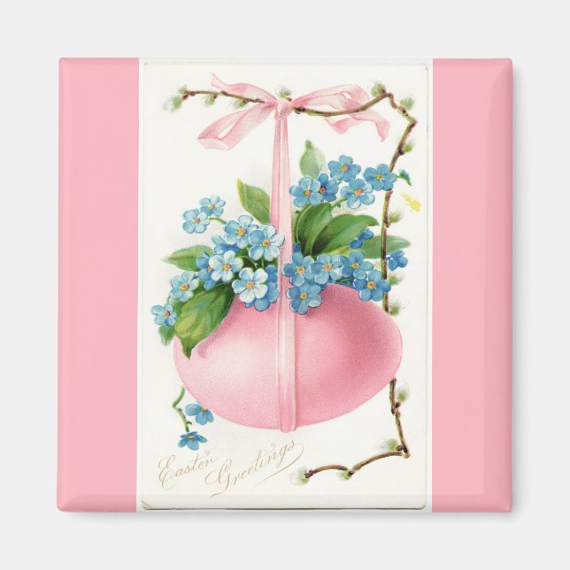Imã Ovos de Páscoa e Flores Rosa (Frente)