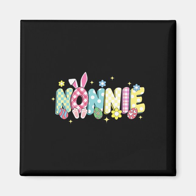 Imã Ovos de Páscoa Groovy Nonnie Flor Bunny Ear Páscoa (Frente)