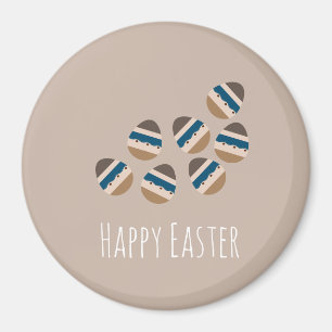 Imã Ovos Feliz Páscoa Chocolate Tom Terra Azul Marrom
