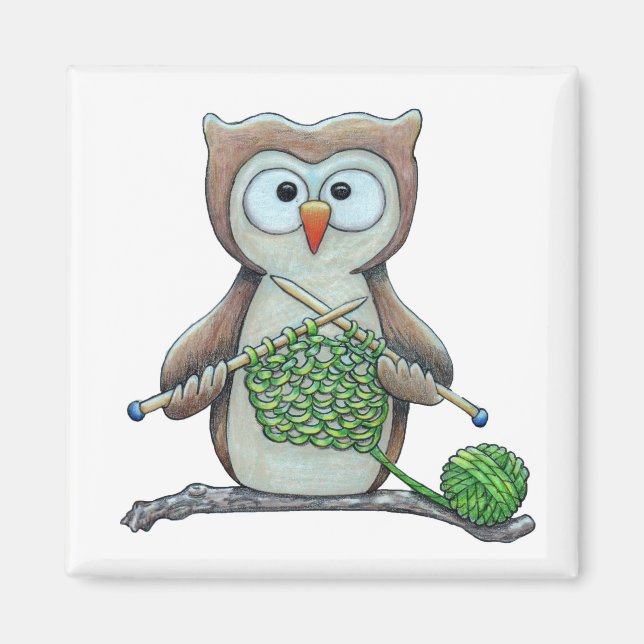 Imã Owl Knitter (Frente)