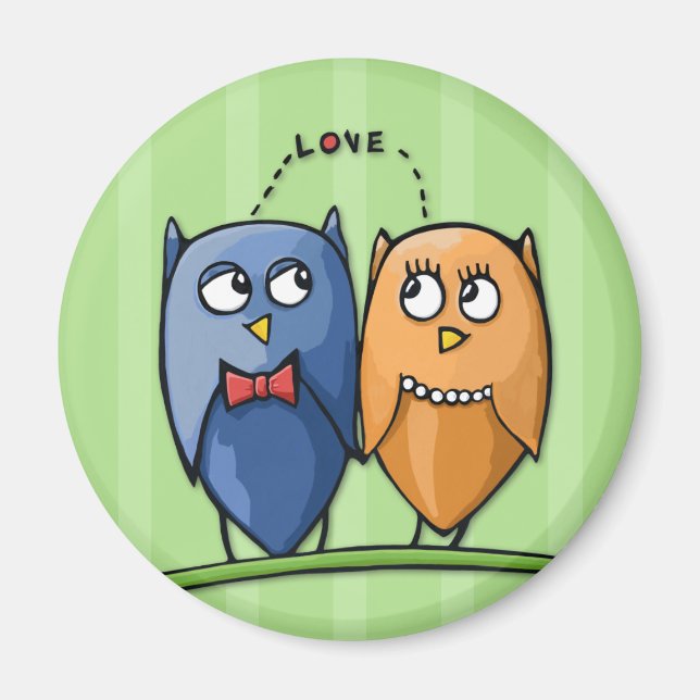 Imã Owl Love Green Magnet (Frente)