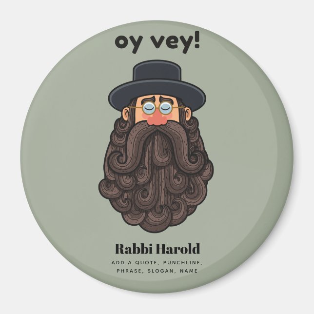 Imã OY VEY! Funny RABBI Peronalizado (Frente)