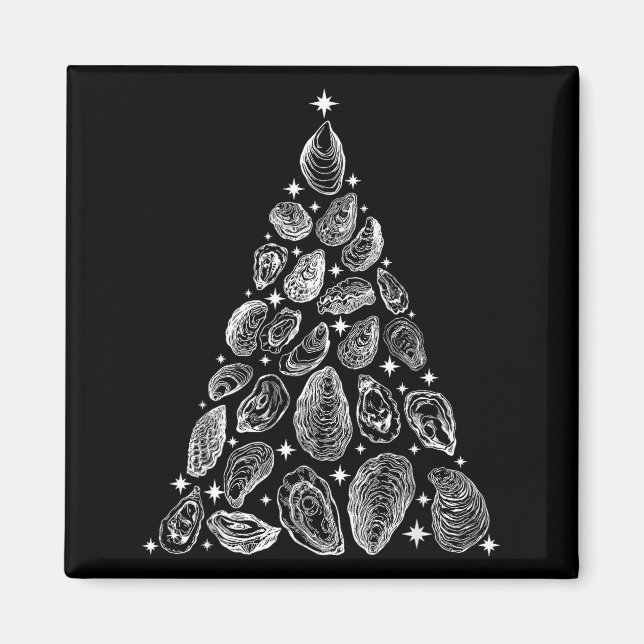 Imã Oyster Christmas Tree Seafood Shellfish Holiday Be (Frente)