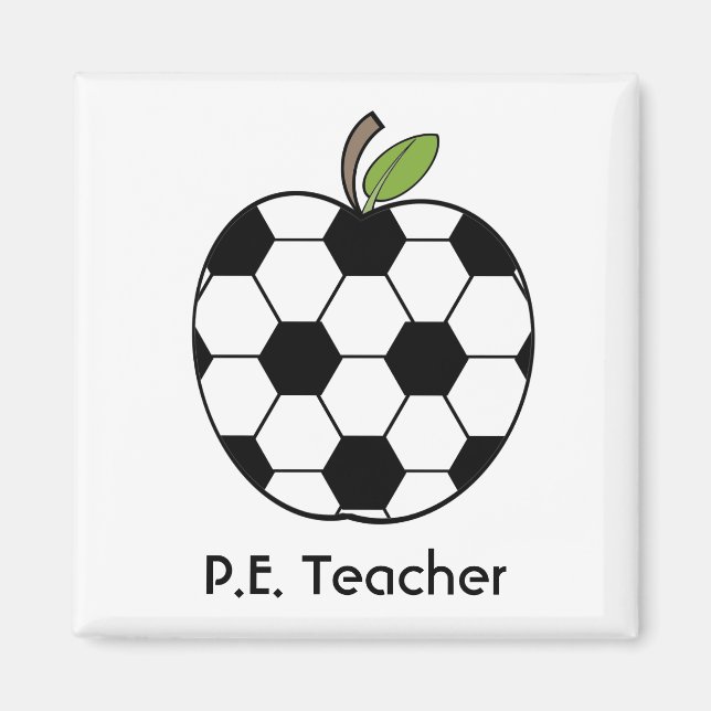 Imã P.E. Professor Soccer Ball Apple Magnet (Frente)