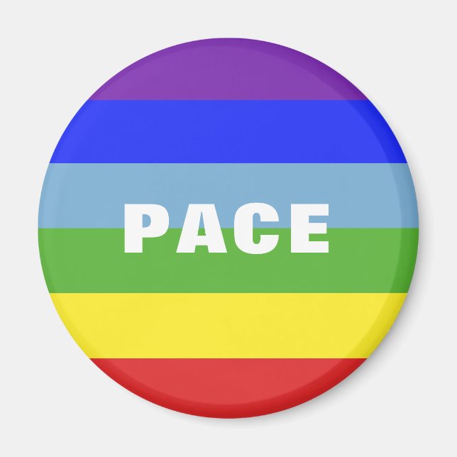 Imã Pace - Peace - Frieden - Rainbow Color Regenbogen (Frente)