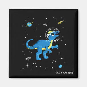 Imã Pachycephalosaurus azul e amarelo Dinos no espaço