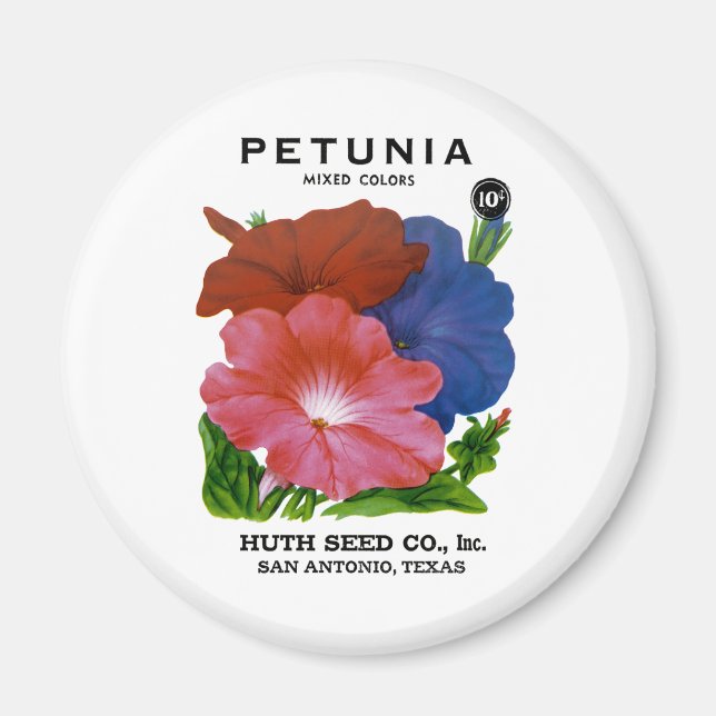 Imã Pacote de Semente de Petunia Vintage (Frente)