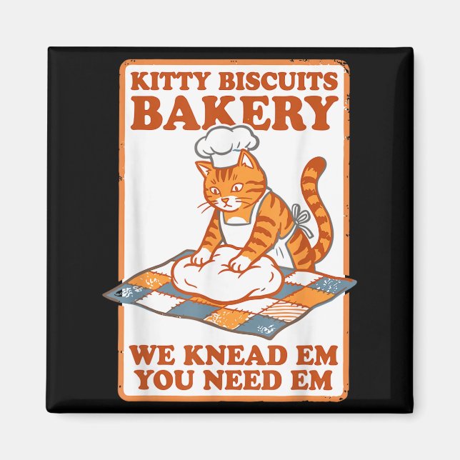 Imã Padaria de biscoitos de gatinho gato engraçado ama (Frente)