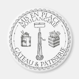 Imã Padaria francesa Patisserie, Black and White Vinta