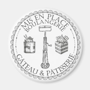 Imã Padaria francesa Patisserie, Black and White Vinta
