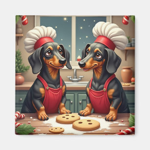 Imã Padeiros de Biscoitos de Natal Dachshund Pintura d