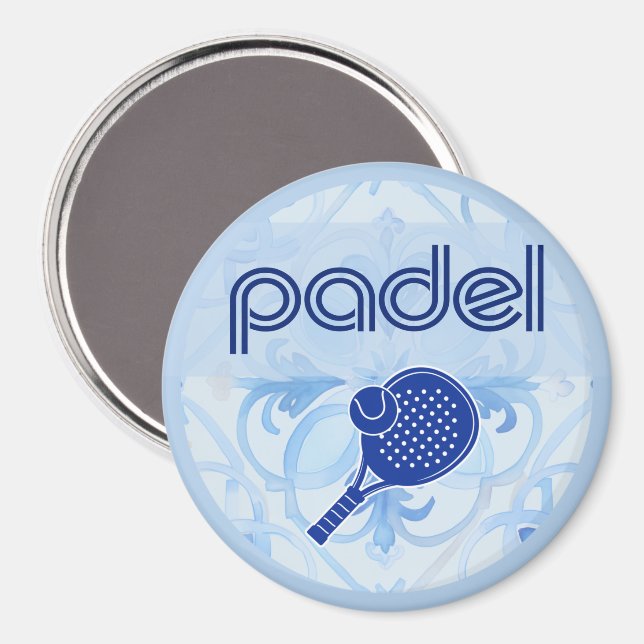 Imã Padel Magnet – Spanish Tile Vibes in Blue (Front/Back)