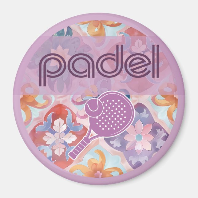 Imã Padel Magnet – Spanish Tile Vibes in Purple (Frente)