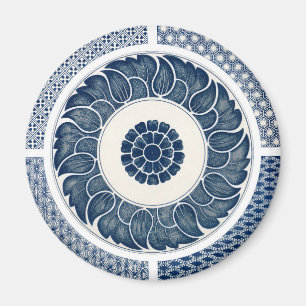 Imã Padrão Antigo de Porcelana Azul e Branco Chinesa