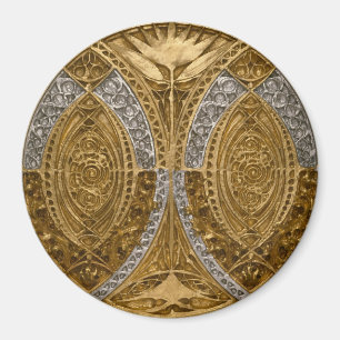 Imã Padrão Art Déco Prata e Ouro