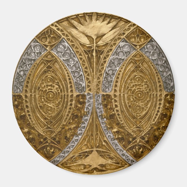 Imã Padrão Art Déco Prata e Ouro (Frente)