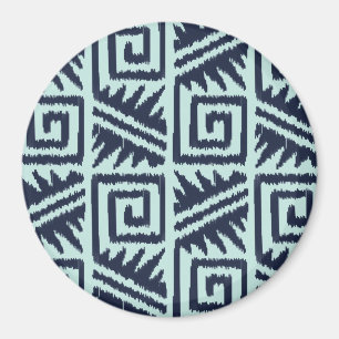 Imã Padrão Azteca Ikat - Índigo e Azul Claro