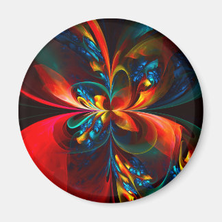 Imã Padrão Azul Laranja-Abstrato Floral Moderno #14