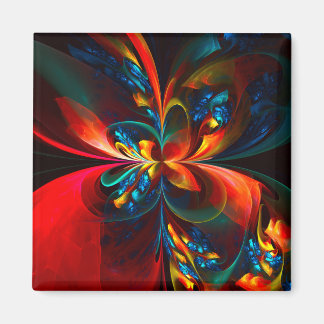 Imã Padrão Azul Laranja-Abstrato Floral Moderno #14