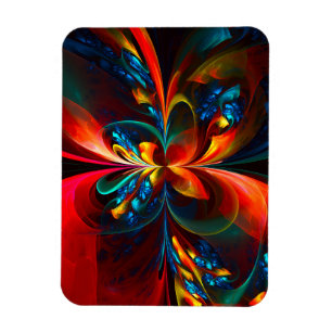 Ímã Padrão Azul Laranja-Abstrato Floral Moderno #14