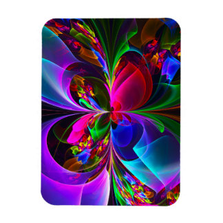 Ímã Padrão Azul Vermelho Abstrato Floral Moderno #12