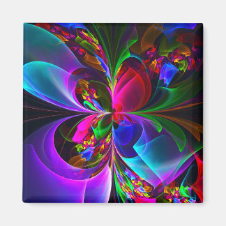 Imã Padrão Azul Vermelho Abstrato Floral Moderno #12
