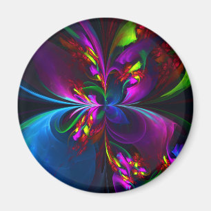 Imã Padrão Azul Vermelho Abstrato Floral Moderno #15