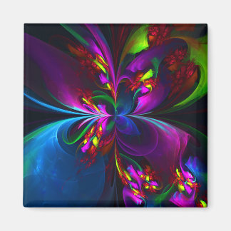 Imã Padrão Azul Vermelho Abstrato Floral Moderno #15