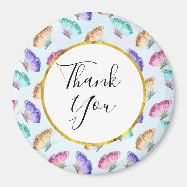 Imã Padrão bonito de borboleta de aquarela Pastel (Frente)