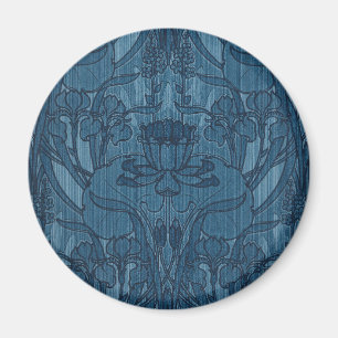 Imã Padrão Botânico Íris Arte Nova Azul Chic