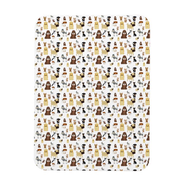 Ímã padrão branco dos cães de fundo. (Vertical)
