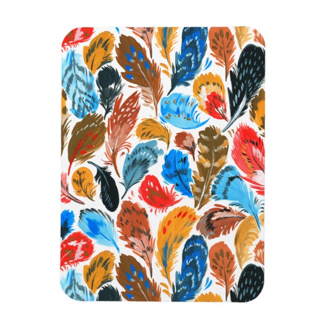 Ímã Padrão brilhante com penas de aves (Vertical)