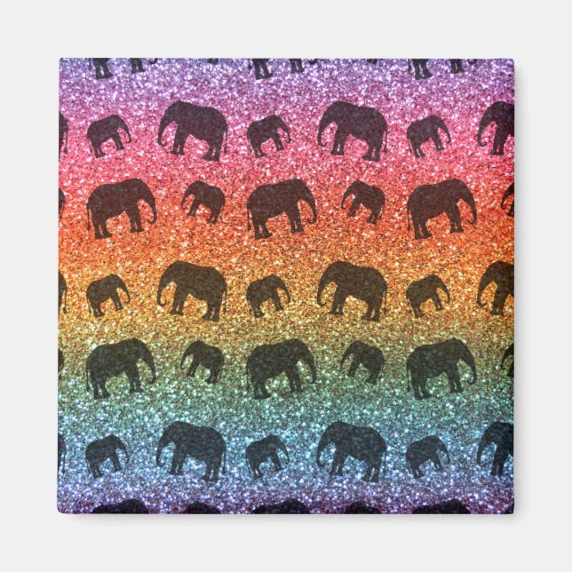 Imã Padrão brilhante do elefante arco-íris (Frente)