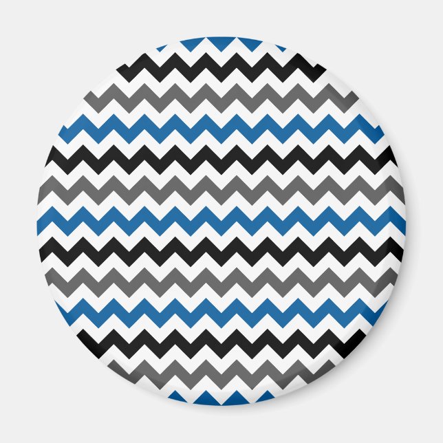 Imã Padrão Chevron Fundo Cinza Azul Preto Branco (Frente)
