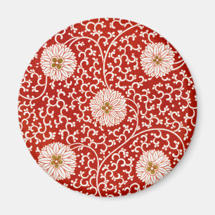Imã Padrão Clássico do Ornamentado Floral Vermelho Vib